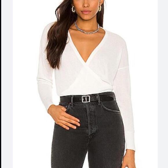 NWOT L'AGENCE Blair Crossover Pullover Top in Ivory Metallic Women’s size Large - Picture 12 of 13